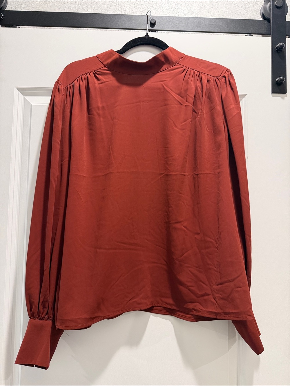 Express Women's Long-Sleeve Blouse in Rust Orange/Red